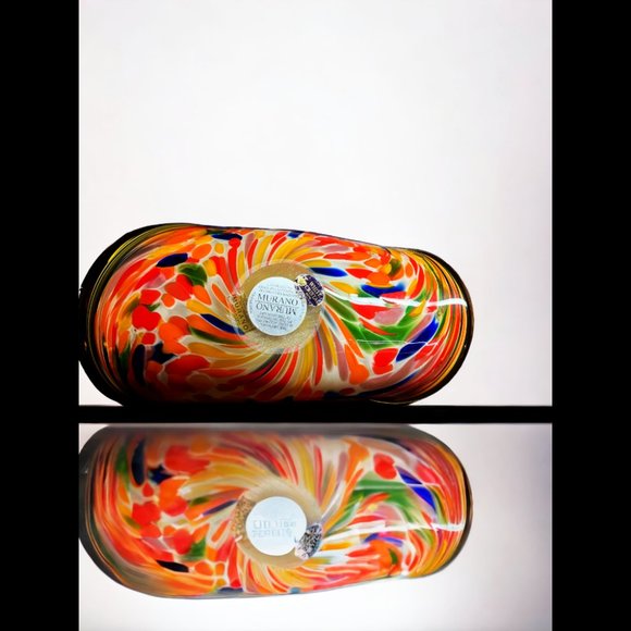 VTG Murano White Crystal Mélange Swirl Hand Made Art Glass Centerpiece Italy - Picture 8 of 11